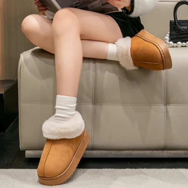 2024 High Quality of  Women's Fashion Snow Boots Fluffy Plush Faux Fur Soft Slippers Winter Indoor Comfortable Home men's Shoes - Image 5