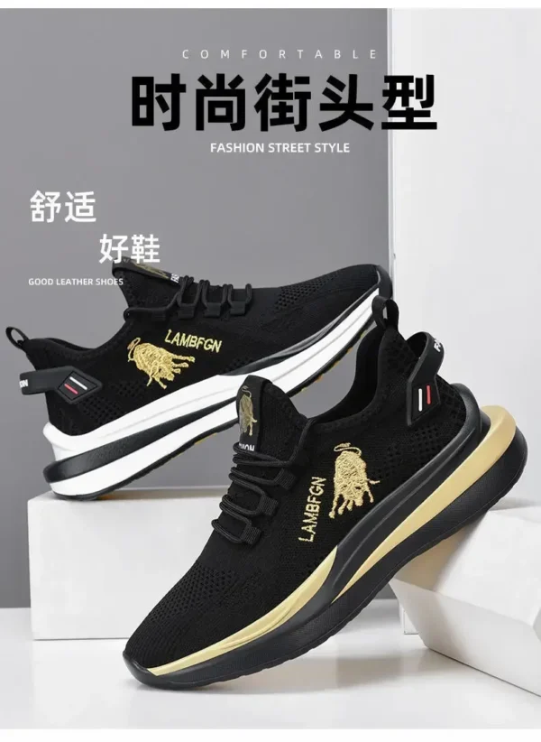 2024 Men's Sports and Casual Shoes Summer Fashion New Shoes Round Toe Black Spring Men's Shoes - Image 13