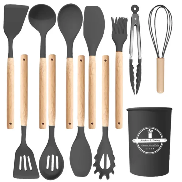 12Pcs Silicone Cooking Utensils Set For Non-stick Cookware Black Kitchen Cuisine Outils Cookware Heat Resistant Accessoires - Image 15