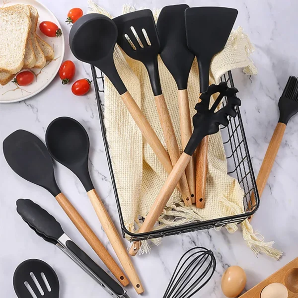 12Pcs Silicone Cooking Utensils Set For Non-stick Cookware Black Kitchen Cuisine Outils Cookware Heat Resistant Accessoires - Image 5