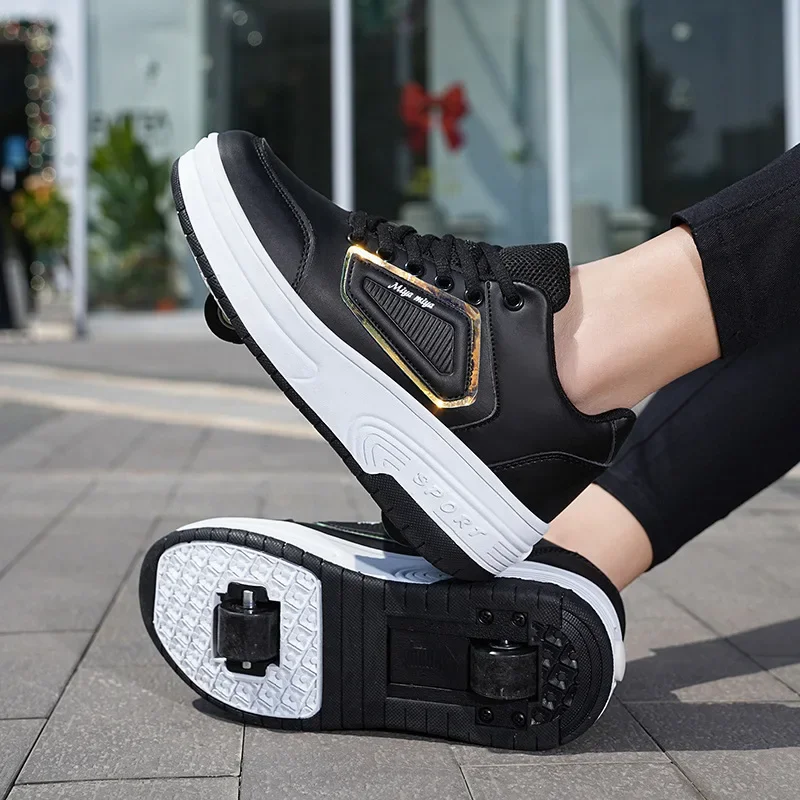 Children’s Double-Wheel Flying Shoes with Wheels Adult Roller Skates Sports And Entertainment Single-Row In-line Skates