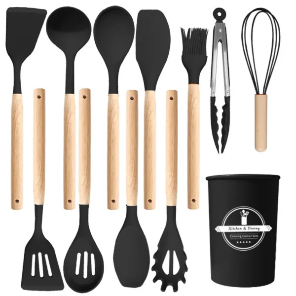 12Pcs Silicone Cooking Utensils Set For Non-stick Cookware Black Kitchen Cuisine Outils Cookware Heat Resistant Accessoires - Image 10