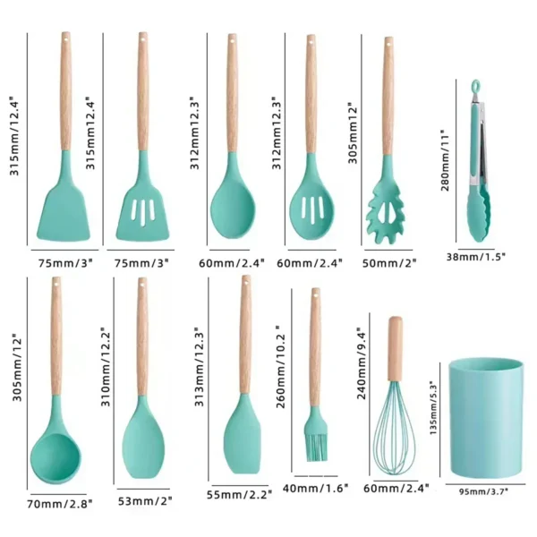 12Pcs Silicone Cooking Utensils Set For Non-stick Cookware Black Kitchen Cuisine Outils Cookware Heat Resistant Accessoires - Image 23