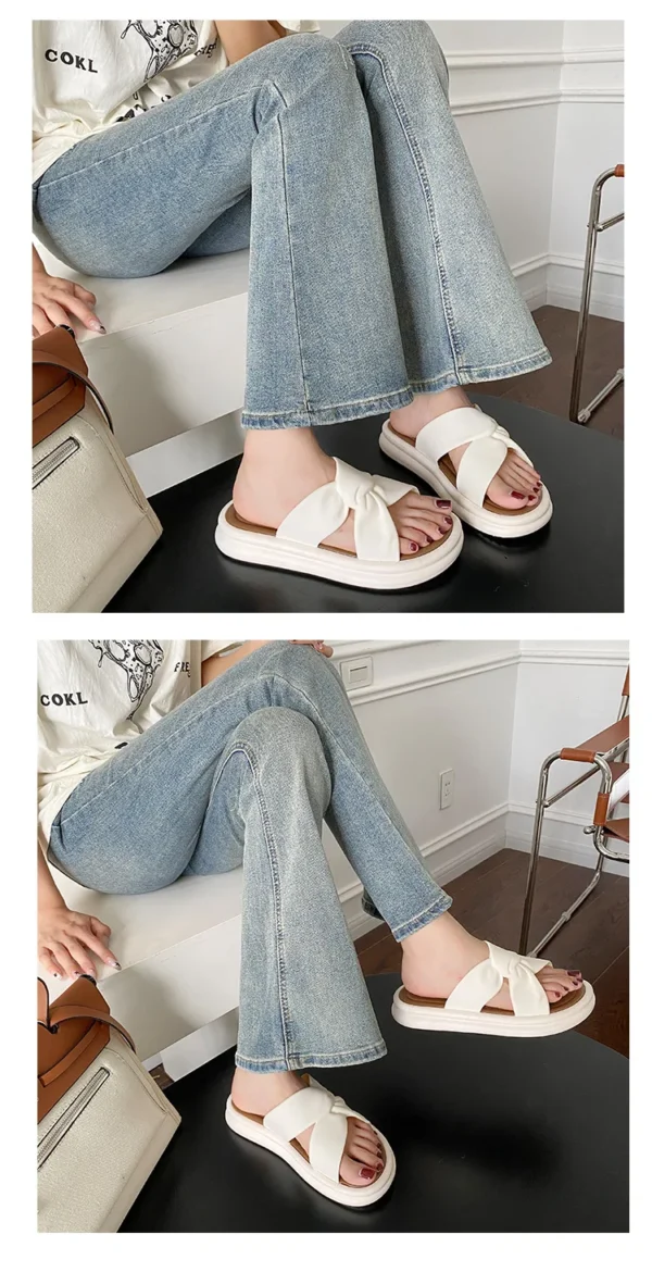 Fashionable Summer Women's Slippers Pearl Casual Beach Shoes Indoor Anti-Slip Outerwear Home Use PVC Sole Female Footwear - Image 9