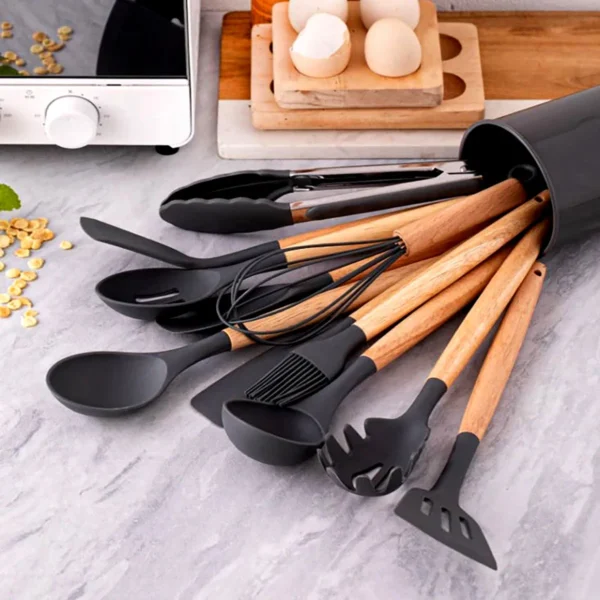 12Pcs Silicone Cooking Utensils Set For Non-stick Cookware Black Kitchen Cuisine Outils Cookware Heat Resistant Accessoires - Image 18