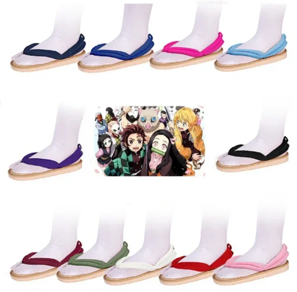 Hot Anime Demon Slayer Kimetsu No Yaiba Cosplay Accessories Kamado Nezuko Cosplay Clogs Kimono Flip-flops Geta Slippers Shoes - Image 19