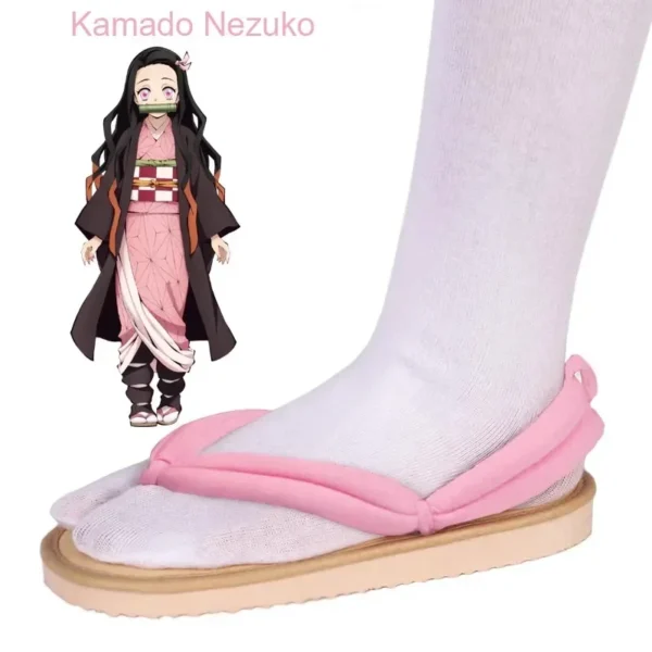 Hot Anime Demon Slayer Kimetsu No Yaiba Cosplay Accessories Kamado Nezuko Cosplay Clogs Kimono Flip-flops Geta Slippers Shoes - Image 3