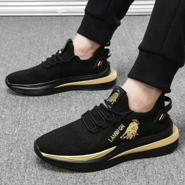 2024 Men's Sports and Casual Shoes Summer Fashion New Shoes Round Toe Black Spring Men's Shoes - Image 2