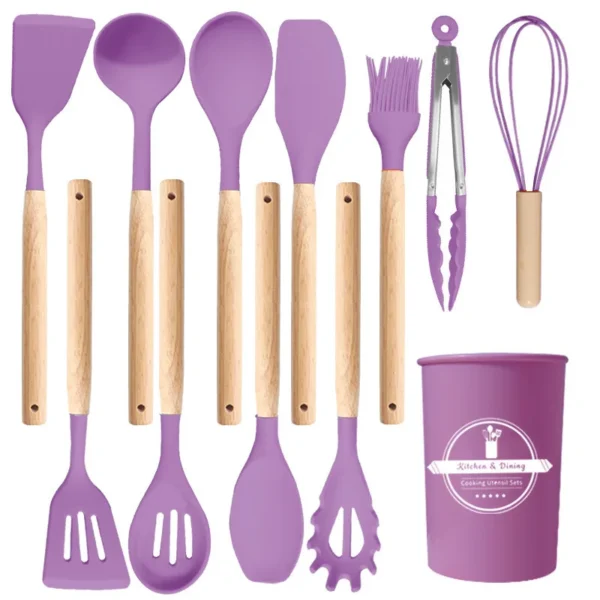 12Pcs Silicone Cooking Utensils Set For Non-stick Cookware Black Kitchen Cuisine Outils Cookware Heat Resistant Accessoires - Image 12