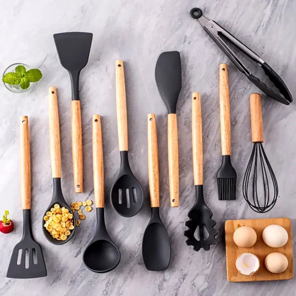 12Pcs Silicone Cooking Utensils Set For Non-stick Cookware Black Kitchen Cuisine Outils Cookware Heat Resistant Accessoires - Image 24