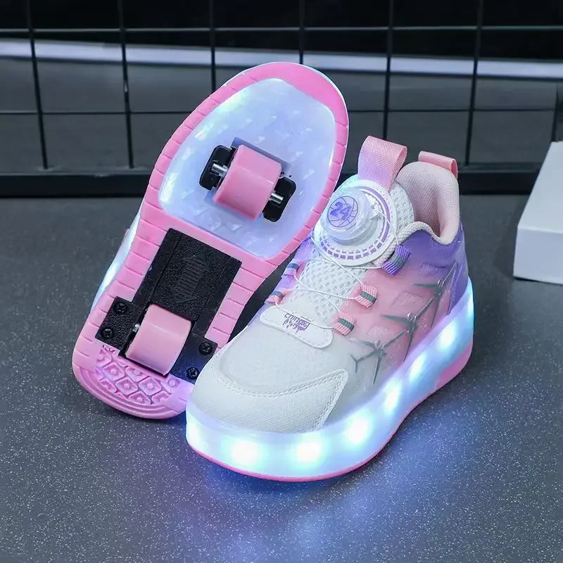 Glowing Roller Blades Sport Shoes Casual Summer Trendy Transportation Inline Skates Fashionable All-Match Light-Up Sneakers