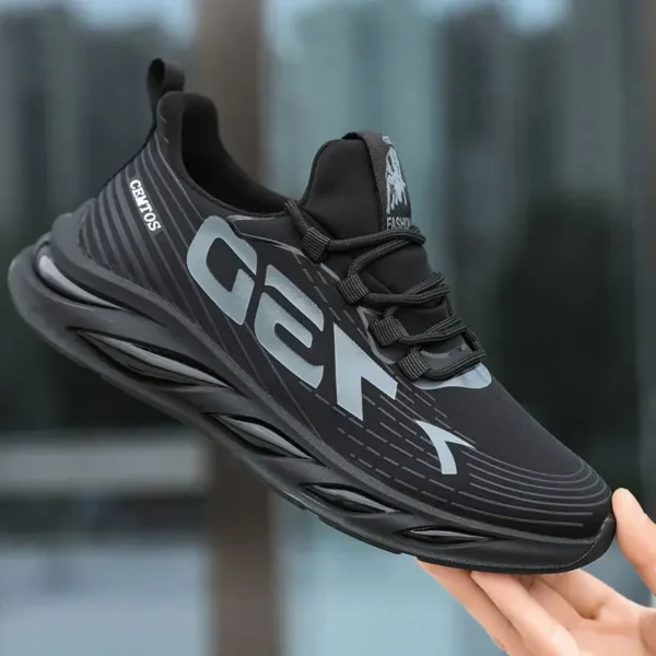 2024 Men's Sports and Casual Shoes Summer Fashion New Shoes Round Toe Black Spring Men's Shoes - Image 9