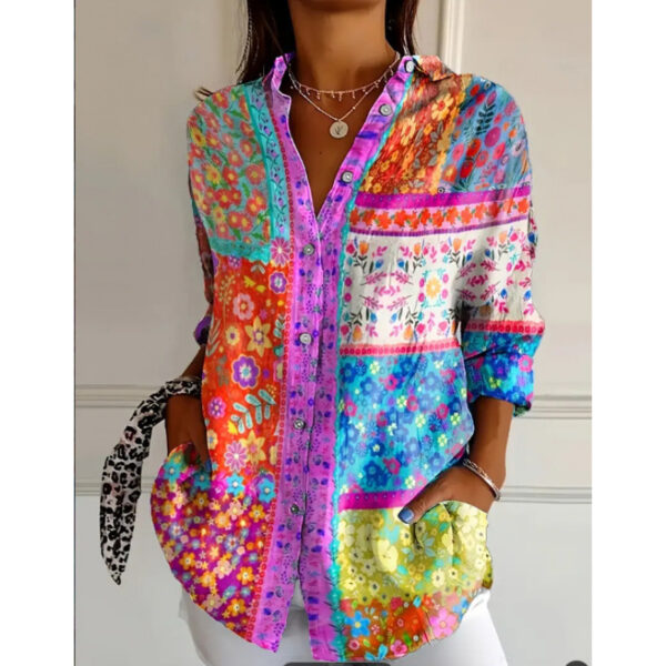 Fashion Casual Shirt Digital Printing Lapel Long Sleeve Shirt - Image 9