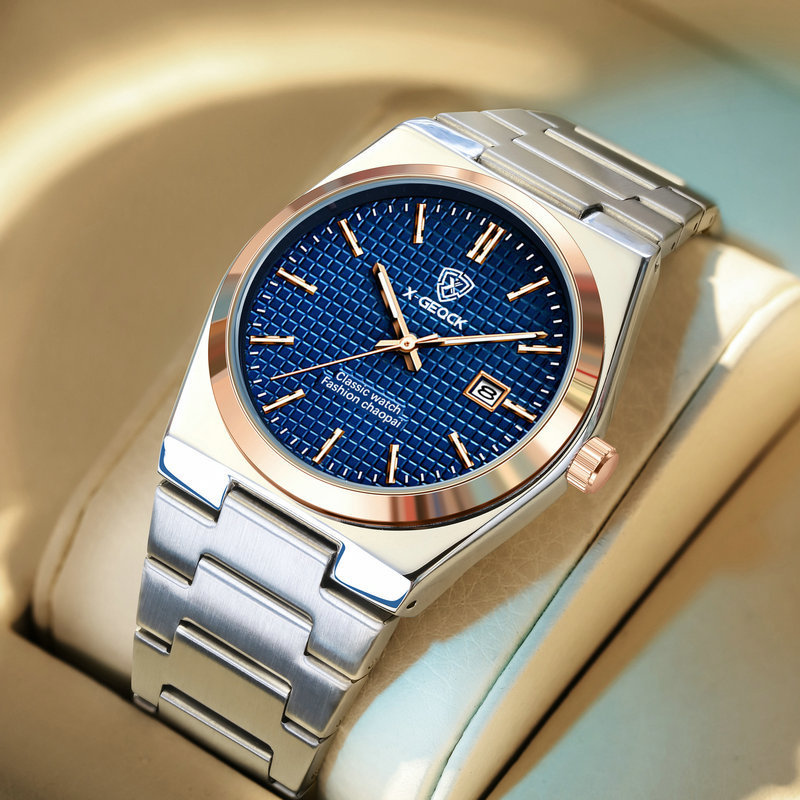 Men’s Watch Quartz Simple Fashion Wrist Watch Steel Belt Waterproof Calendar Genuine Goods