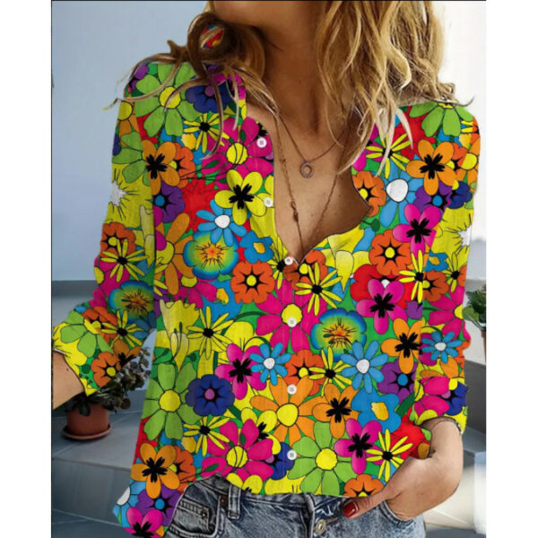 Fashion Casual Shirt Digital Printing Lapel Long Sleeve Shirt - Image 10