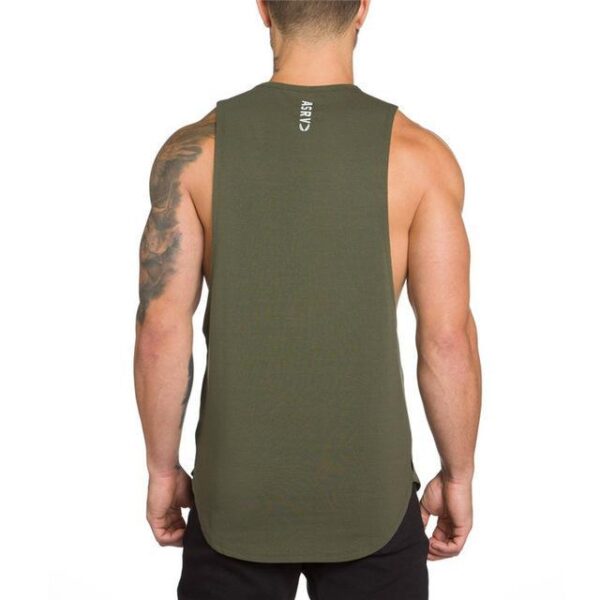 Men Long Tank Muscle Workout T-Shirt  Bodybuilding Gym Athletic Training Sports Tops - Image 5