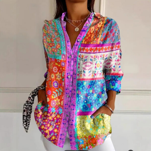Fashion Casual Shirt Digital Printing Lapel Long Sleeve Shirt - Image 4