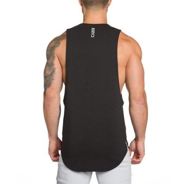 Men Long Tank Muscle Workout T-Shirt  Bodybuilding Gym Athletic Training Sports Tops - Image 3