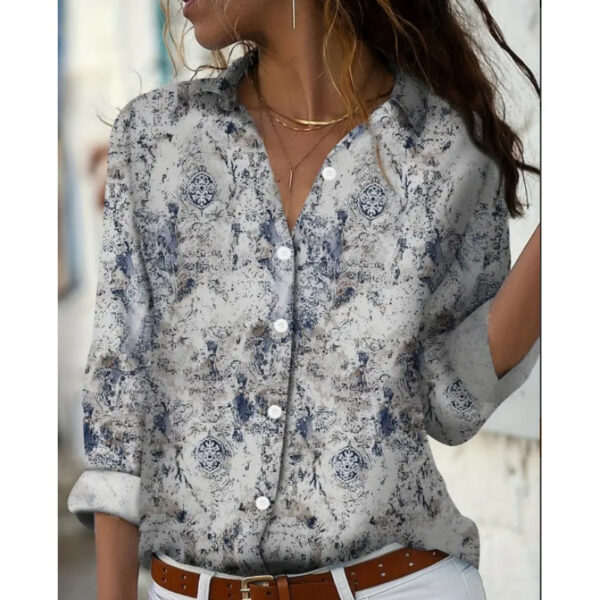 Fashion Casual Shirt Digital Printing Lapel Long Sleeve Shirt - Image 8