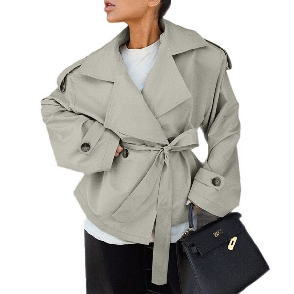 Loose Waistband Long Sleeve Trench Coat Casual Jacket - Image 4