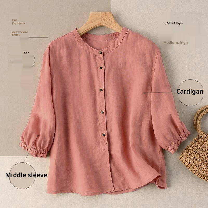 Half Sleeve Artistic Retro Women’s Summer New Loose Women’s Shirt