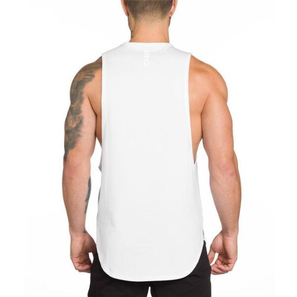 Men Long Tank Muscle Workout T-Shirt  Bodybuilding Gym Athletic Training Sports Tops - Image 6