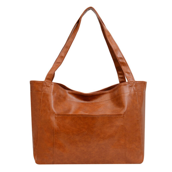 Soft Leather Retro Oil Waxed Leather Large Capacity Shoulder Bag - Image 8