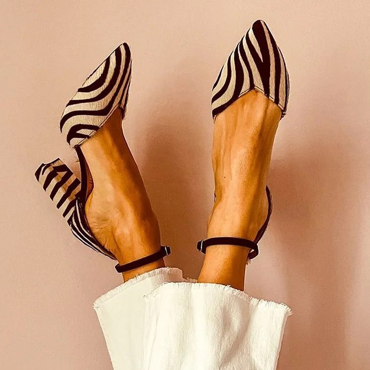 Fashion High Heel Pointed Zebra Hollow Women’s Sandals