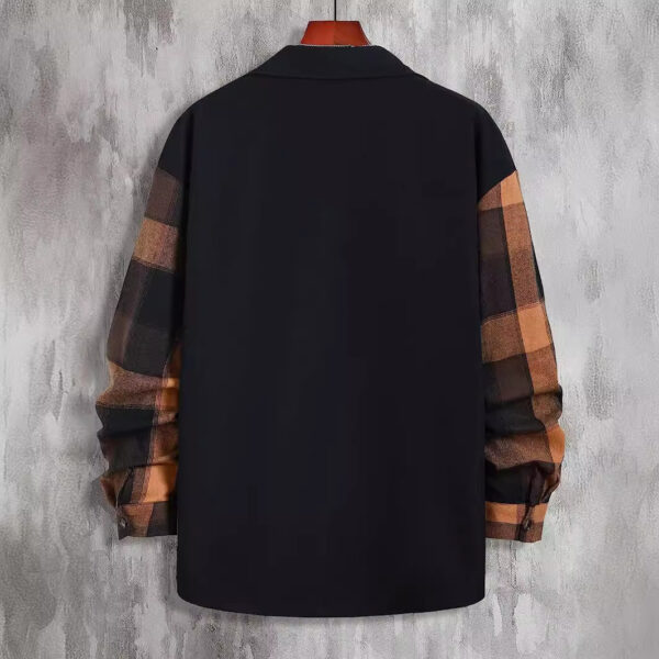 Autumn New Plaid Colorblock Long Sleeve Men's Casual Shirt - Image 3