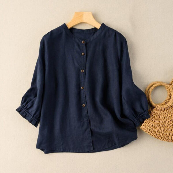 Half Sleeve Artistic Retro Women's Summer New Loose Women's Shirt - Image 5