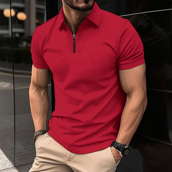 Summer Zipper Solid Color Men's Sports Top - Image 10