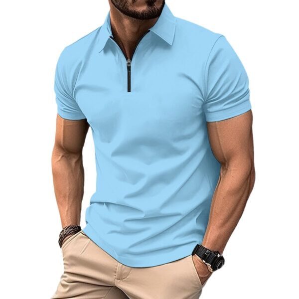 Summer Zipper Solid Color Men's Sports Top - Image 4