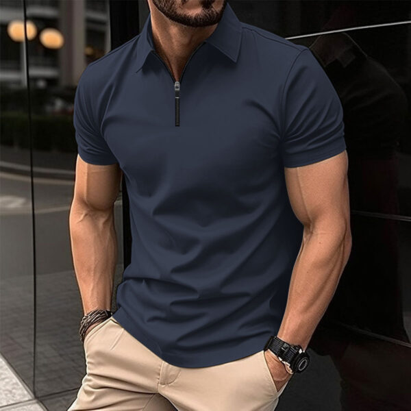 Summer Zipper Solid Color Men's Sports Top - Image 2
