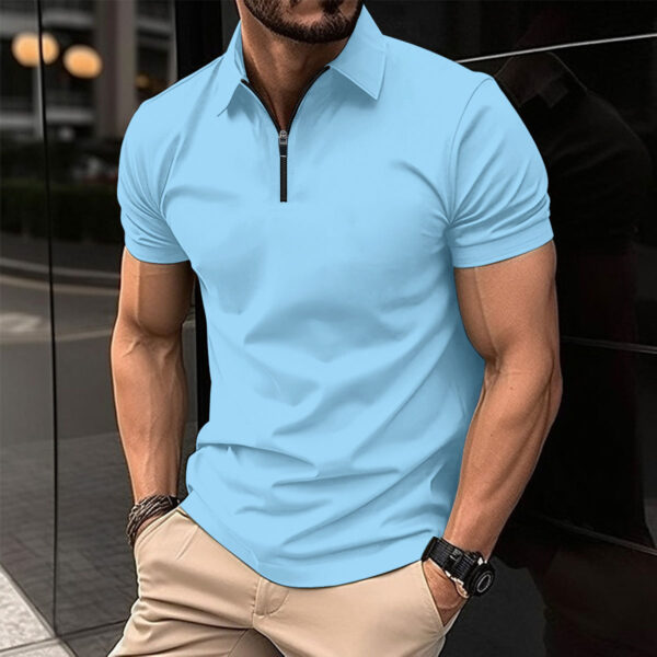 Summer Zipper Solid Color Men's Sports Top - Image 9