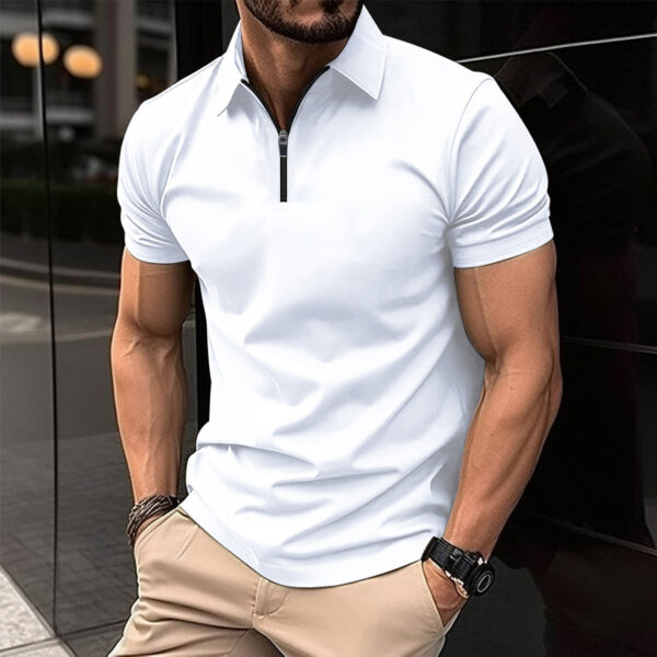Summer Zipper Solid Color Men's Sports Top - Image 3
