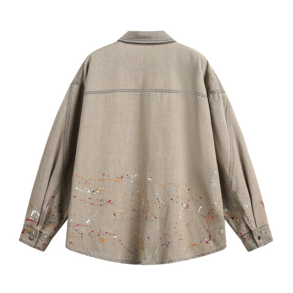 Splash-ink Washed Denim Loose Shirt - Image 2