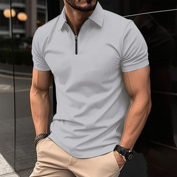 Summer Zipper Solid Color Men's Sports Top - Image 7