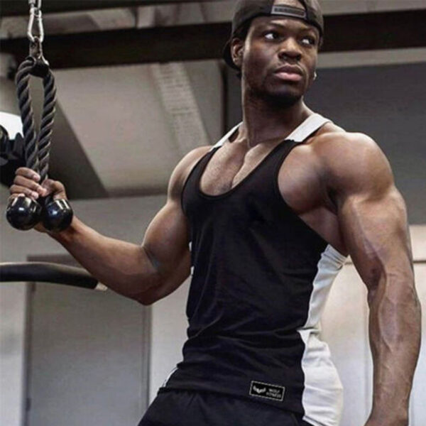 Sports Running T-shirt Men Gym Fitness Tops Tee Shirt String - Image 4