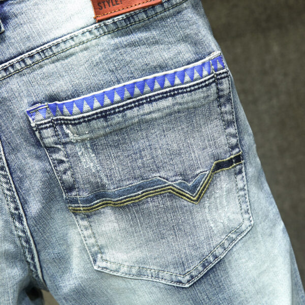 Light Blue Ripped Jeans For Men - Image 2
