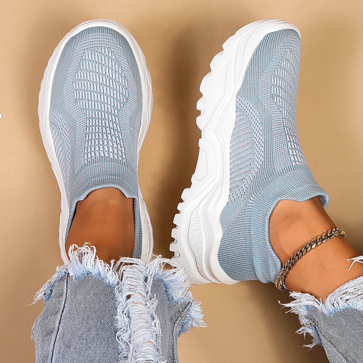 Sports Women’s Breathable Flying Woven Socks Slip-on Lazy Shoes