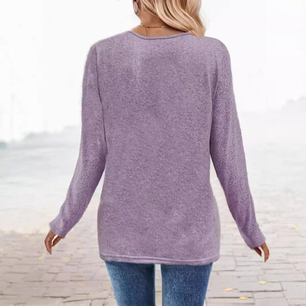 Collar Button Casual Sweater Long Sleeve T-shirt - Image 2